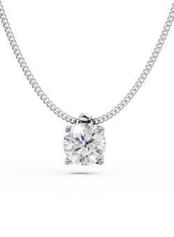 Lant cu pandantiv Lotus din aur alb cu diamant solitaire de 0.4ct creat in laborator