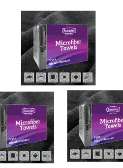 Pachet 3 x Prosoape din microfibra - negru, Beautyfor, 5 buc