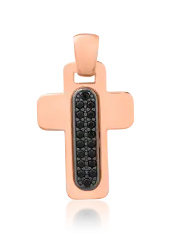 Pandantiv cruce din aur roz de 14K