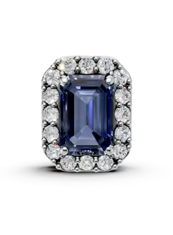 Pandantiv din aur alb cu safir de 0.46ct si diamante de 0.11ct