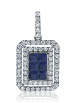 Pandantiv din aur alb cu safire de 0.64ct si diamante de 0.54ct