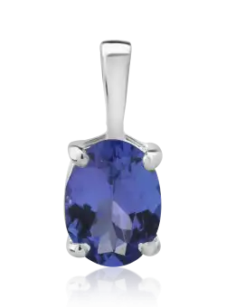 Pandantiv din aur alb de 14K cu tanzanit de 1.3ct