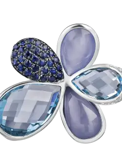 Pandantiv din aur alb de 18K cu pietre pretioase si semipretioase de 25.27ct