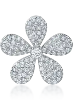 Pandantiv floare din aur alb cu diamante de 0.9ct