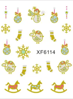 Sticker Nail Art Lila Rossa pentru Craciun, Revelion si Iarna XF6114