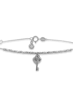 Bratara cu cheita si inimioara din aur alb