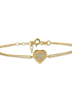 Bratara cu inimioara din aur galben