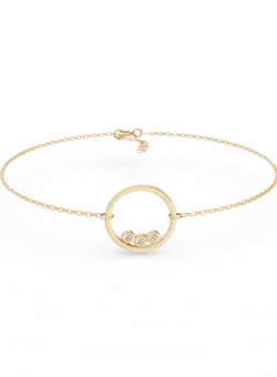 Bratara cu pandantiv cerc din aur galben cu zirconii