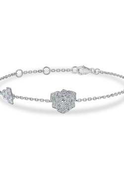 Bratara cu pandantiv floare din aur alb si diamante de 0.3ct