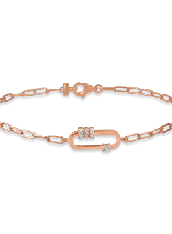 Bratara cu pandantiv geometric din aur roz cu diamante de 0.07ct