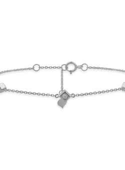 Bratara cu pandantive geometrice din aur alb cu diamante de 0.09ct