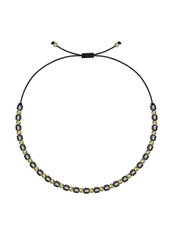 Bratara cu snur negru din aur galben de 14K