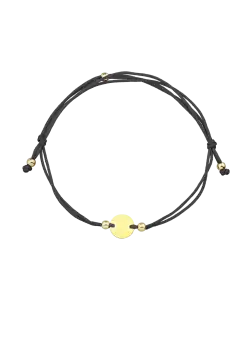 Bratara cu snur si banut din aur galben de 14K