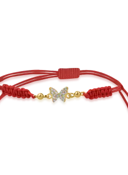 Bratara cu snur si pandantiv fluturas din aur galben