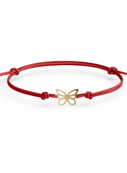 Bratara cu snur si pandantiv fluture din aur galben