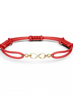 Bratara cu snur si pandantiv infinit din aur galben