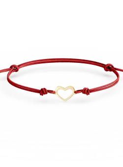 Bratara cu snur si pandantiv inimioara din aur galben