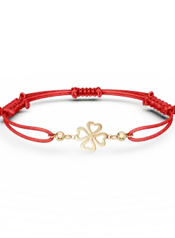 Bratara cu snur si pandantiv trifoi din aur galben