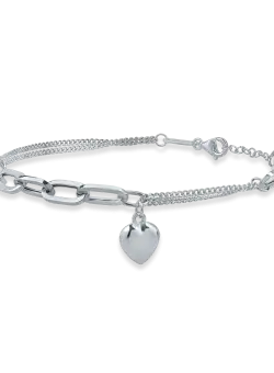 Bratara cu zale si inimioara din aur alb