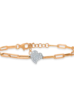 Bratara cu zale si inimioara din aur roz cu diamante de 0.1ct