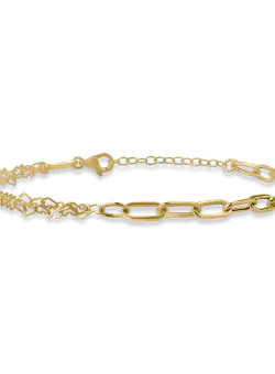 Bratara cu zale si inimioare din aur galben