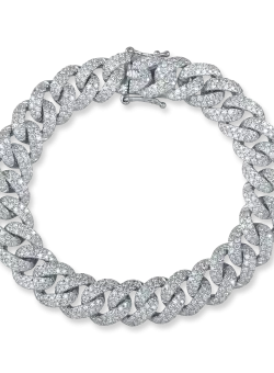 Bratara cuban din aur alb cu diamante de 5ct