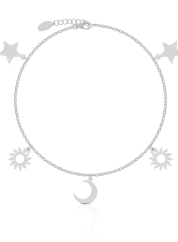 Bratara de picior cu charmuri din aur alb de 14K