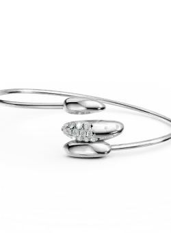 Bratara deschisa din aur alb cu diamante de 0.3ct