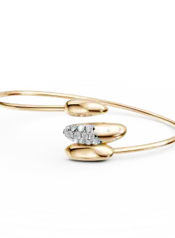 Bratara deschisa din aur galben cu diamante de 0.3ct