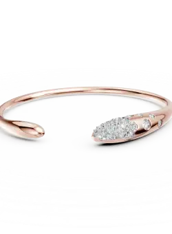 Bratara deschisa minimalista din aur roz cu diamante de 0.5ct