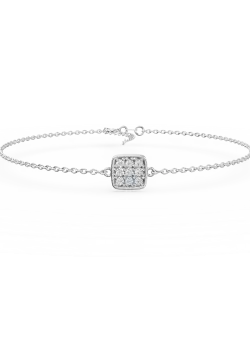 Bratara din aur alb cu pandantiv geometric si zirconii