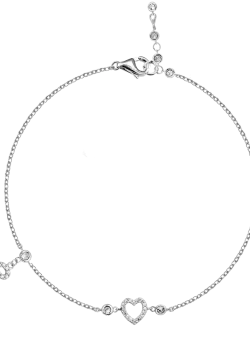 Bratara din aur alb cu pandantiv inima si charm cheita