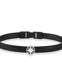 Bratara din aur alb si otel cu diamante negre de 0.06ct