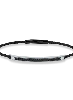 Bratara din aur alb si otel cu diamante negre de 0.28ct