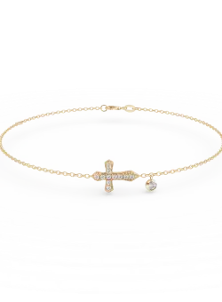 Bratara din aur galben cu pandantiv cruce si zirconii