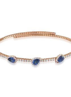 Bratara din aur roz cu safire de 1.6ct si diamante de 0.7ct