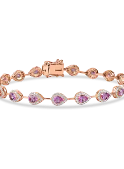 Bratara din aur roz cu safire roz de 3.2ct si diamante de 1.1ct