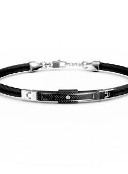 Bratara din otel alb-negru cu diamant de 0.002ct pentru barbati