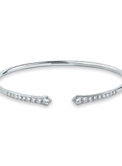 Bratara fixa deschisa din aur alb cu diamante de 0.7ct