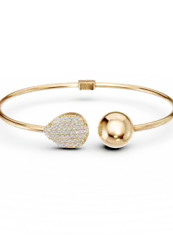 Bratara fixa deschisa din aur galben cu zirconii