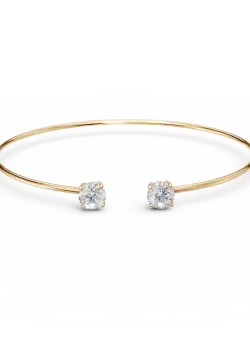 Bratara fixa deschisa din aur galben cu zirconii