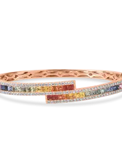 Bratara fixa din aur roz cu safire multicolore si diamante de 3.8ct