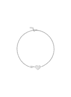 Bratara pentru copii cu inimioara din aur alb de 18K si diamant de 0.02ct