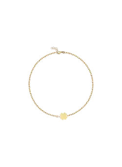 Bratara pentru copii din aur galben de 18K cu trifoi si diamant de 0.02ct