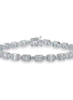 Bratara tennis din aur alb cu diamante de 3.7ct