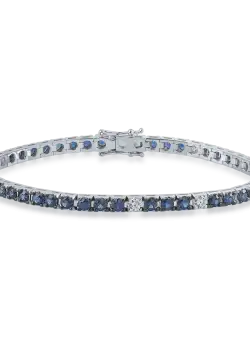 Bratara tennis din aur alb cu safire de 4.3ct si diamante de 0.35ct