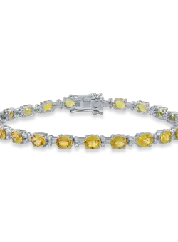 Bratara tennis din aur alb cu safire galbene de 9.58ct si diamante de 0.33ct