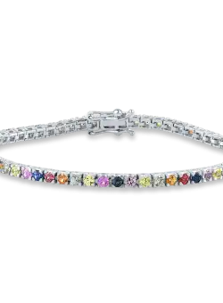 Bratara tennis din aur alb cu safire multicolore de 3.41ct