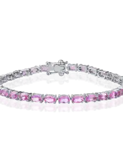 Bratara tennis din aur alb cu safire roz de 8.3ct