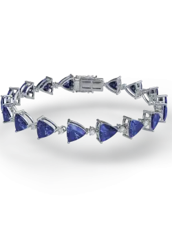 Bratara tennis din aur alb cu tanzanite de 16.41ct si diamante de 0.65ct